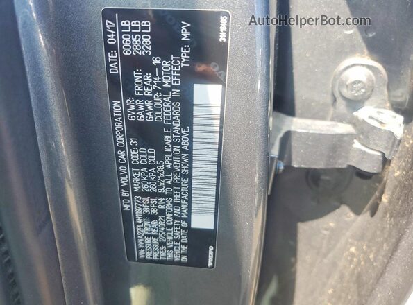 YV4A22PL4H1187773 2017 VOLVO XC90 Gray Vista de la etiqueta del VIN