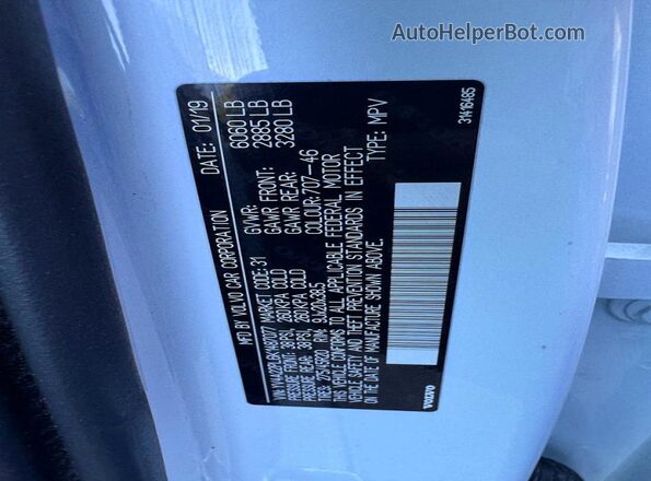 YV4A22PL6K1487077 2019 VOLVO XC90 White 