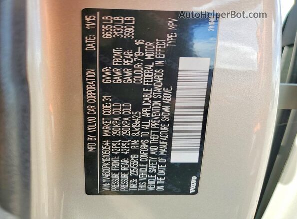 YV4BC0PK1G1050544 2016 VOLVO XC90 Silver 