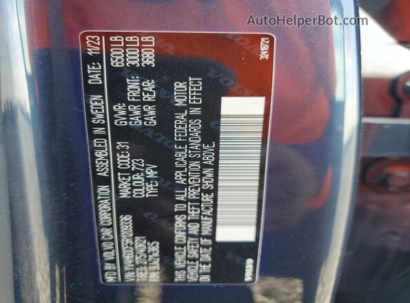 YV4H60CF5R1209336 2024 VOLVO XC90 Gray Вид наклейки з VIN-кодом