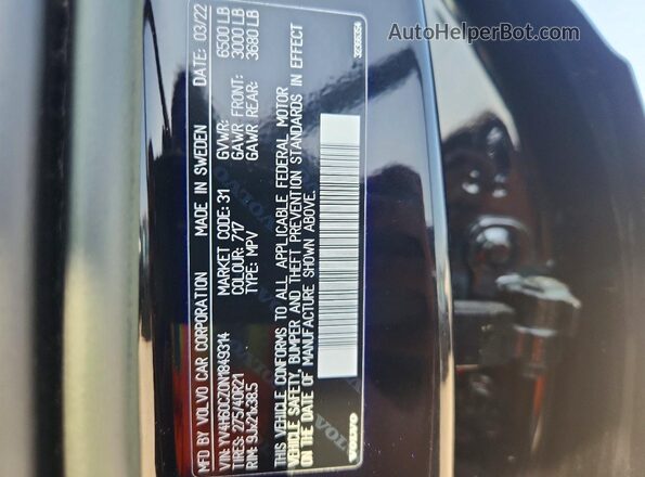 YV4H60CZ0N1849314 2022 VOLVO XC90 Черный Вид подкапотного пространства