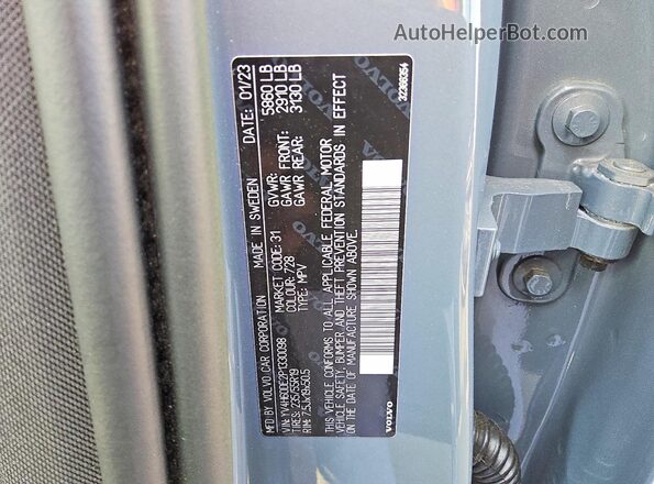 YV4H60DE2P1330098 2023 VOLVO XC60 Gray Vista de la etiqueta del VIN
