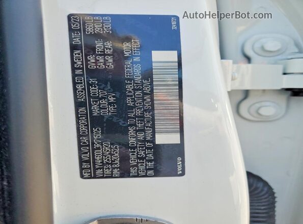 YV4H60DL3R1715025 2024 VOLVO XC60 White Vista de la etiqueta del VIN