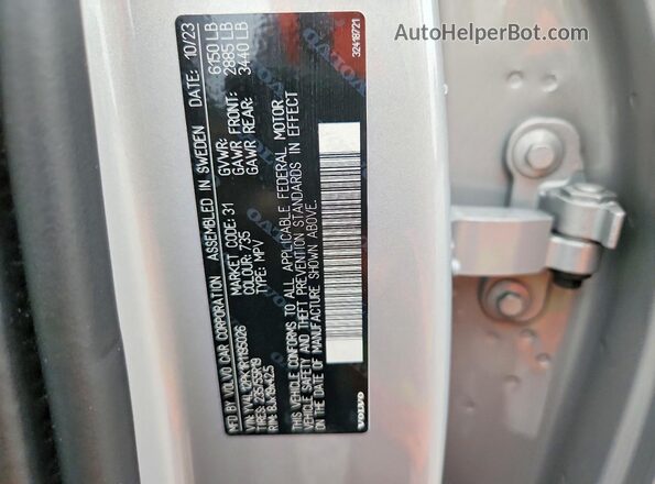 YV4L12PK1R1195026 2024 VOLVO XC90 Серебряный Вид наклейки с VIN-кодом