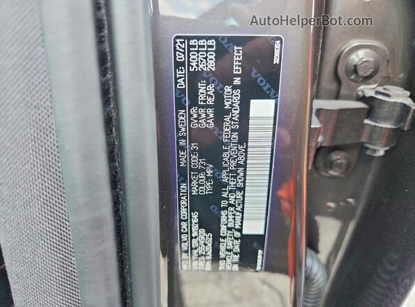 YV4L12RL1N1921645 2022 VOLVO XC60 Угольный Вид наклейки с VIN-кодом