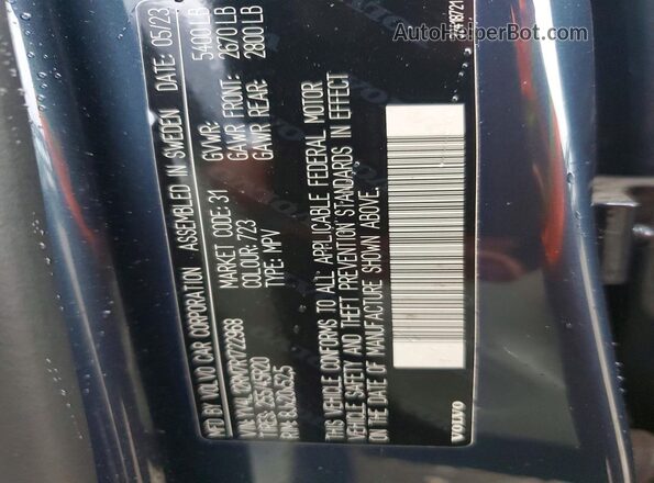 YV4L12RM7R1722968 2024 VOLVO XC60 Синий Вид наклейки с VIN-кодом
