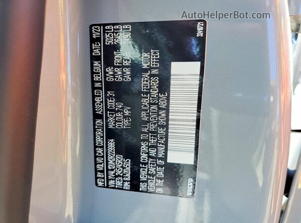YV4L12UM2R2299864 2024 VOLVO XC40 Серый Вид наклейки с VIN-кодом