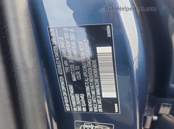 YV4M12RM7T1463667 2026 VOLVO XC60 Blue VIN sticker view