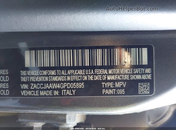 ZACCJAAW4GPD05895 2016 JEEP RENEGADE Gray ძრავის განყოფილების ხედი