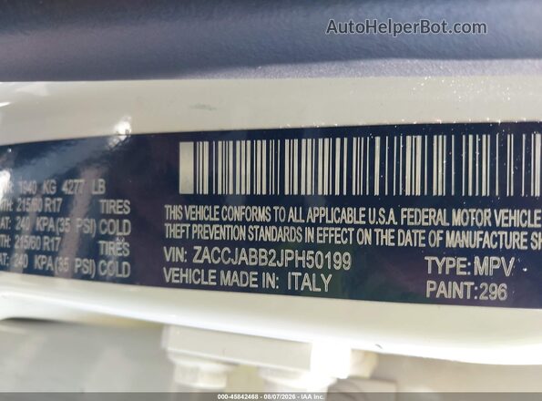 ZACCJABB2JPH50199 2018 JEEP RENEGADE White Engine compartment view