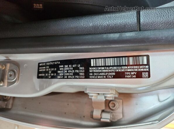 ZACCJABB2JPJ04089 2018 JEEP RENEGADE Silver Вид наклейки з VIN-кодом