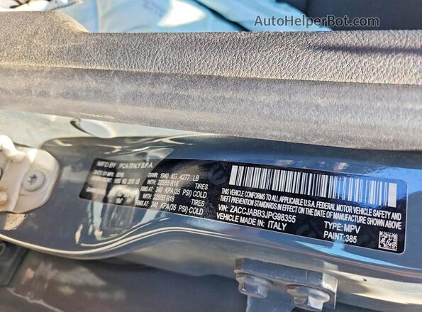 ZACCJABB3JPG98355 2018 JEEP RENEGADE Gray Вид підкапотного простору