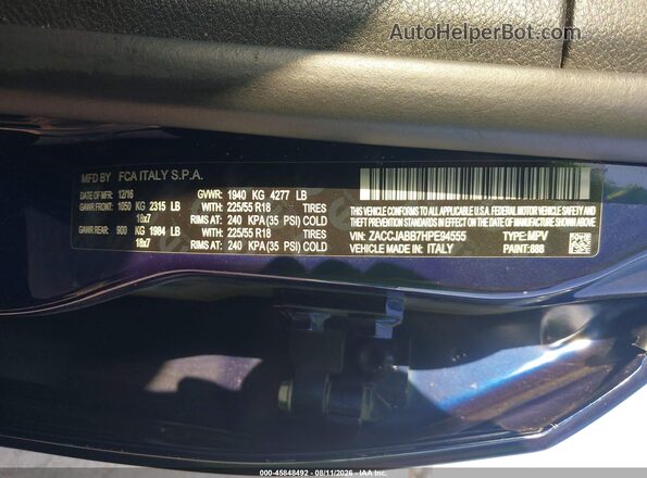 ZACCJABB7HPE94555 2017 JEEP RENEGADE White Vista del compartimento del motor