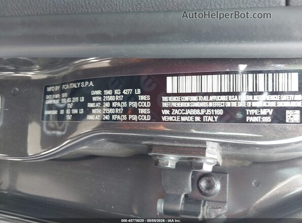 ZACCJABB8JPJ51160 2018 JEEP RENEGADE Gray Вид підкапотного простору