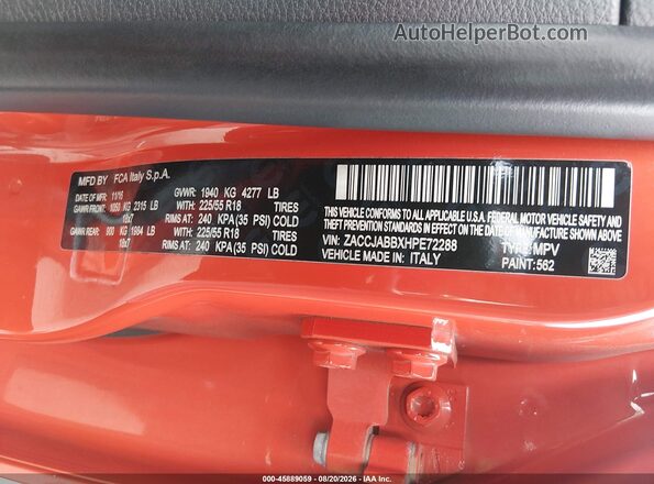 ZACCJABBXHPE72288 2017 JEEP RENEGADE Orange Engine compartment view