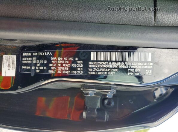 ZACCJABBXJPH77280 2018 JEEP RENEGADE Black Widok naklejki z numerem VIN