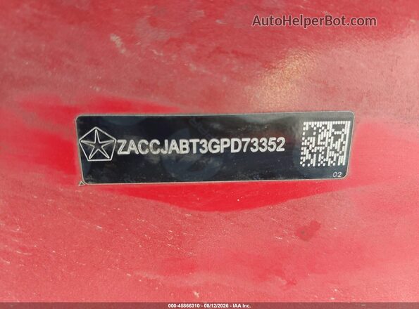 ZACCJABT3GPD73352 2016 JEEP RENEGADE Red Вид підкапотного простору
