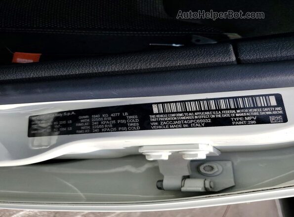 ZACCJABT4GPC65032 2016 JEEP RENEGADE White Вид підкапотного простору