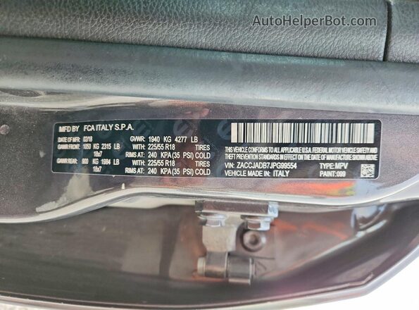ZACCJADB7JPG99554 2018 JEEP RENEGADE Charcoal Вид підкапотного простору