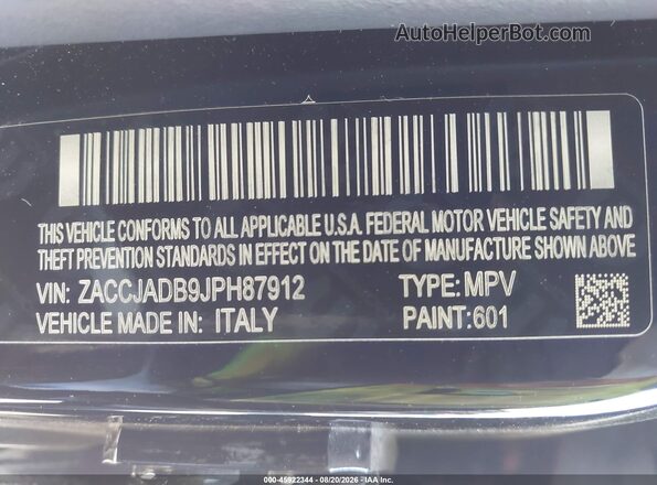 ZACCJADB9JPH87912 2018 JEEP RENEGADE Black Vista del compartimento del motor