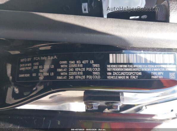 ZACCJADT2GPC71246 2016 JEEP RENEGADE Black Շարժիչի բաժամունքի տեսք