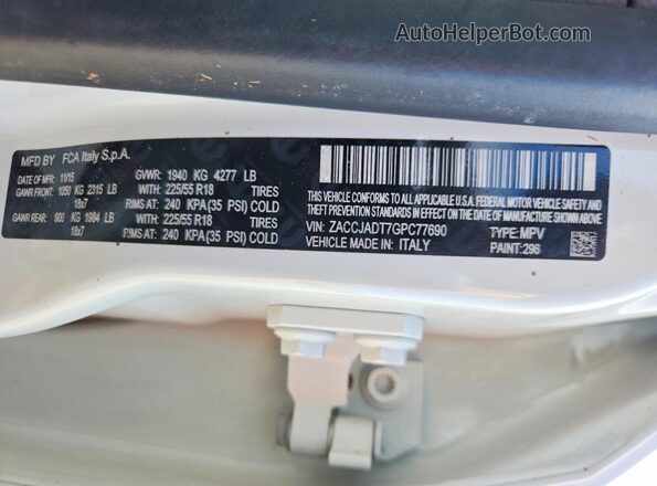 ZACCJADT7GPC77690 2016 JEEP RENEGADE White Շարժիչի բաժամունքի տեսք