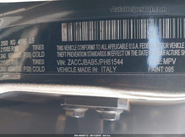 ZACCJBAB5JPH61544 2018 JEEP RENEGADE Gray ძრავის განყოფილების ხედი