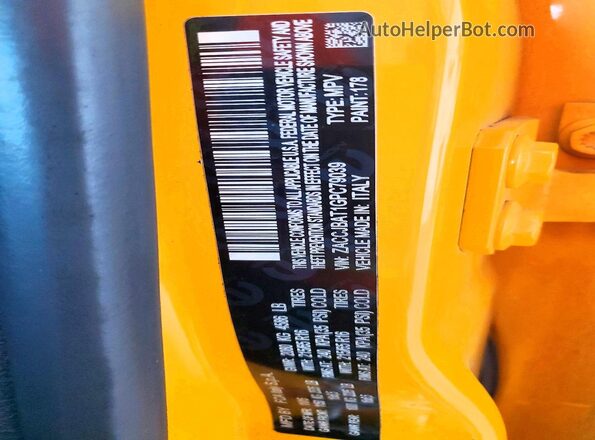 ZACCJBAT1GPC79039 2016 JEEP RENEGADE Yellow Вид наклейки з VIN-кодом