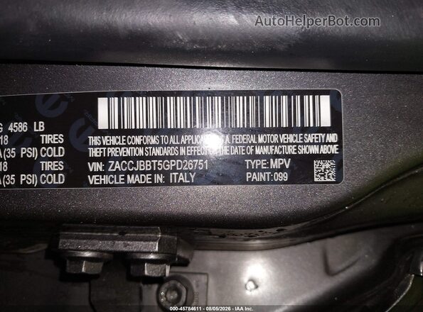 ZACCJBBT5GPD26751 2016 JEEP RENEGADE Gray Engine compartment view