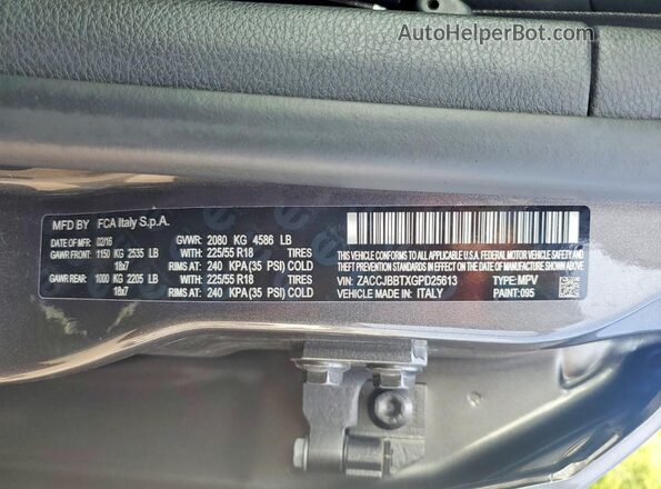 ZACCJBBTXGPD25613 2016 JEEP RENEGADE Gray VIN կոդի պիտակի տեսք