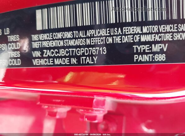 ZACCJBCT7GPD76713 2016 JEEP RENEGADE Красный Вид подкапотного пространства
