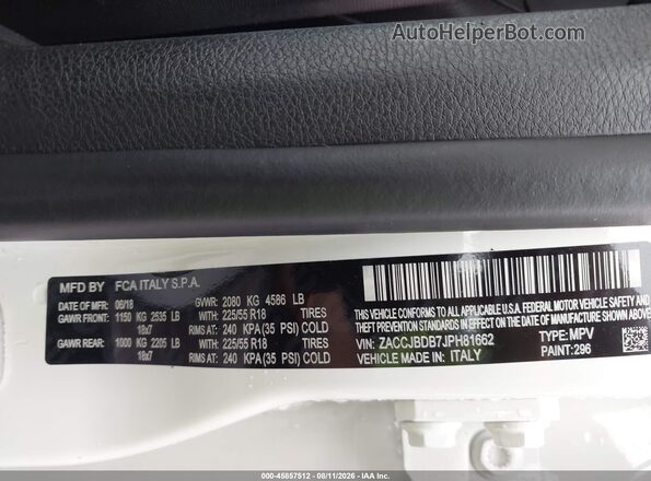 ZACCJBDB7JPH81662 2018 JEEP RENEGADE White Vista del compartimento del motor
