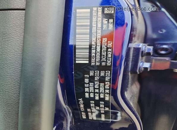 ZACCJBDT8GPD27826 2016 JEEP RENEGADE Blue Vista de la etiqueta del VIN