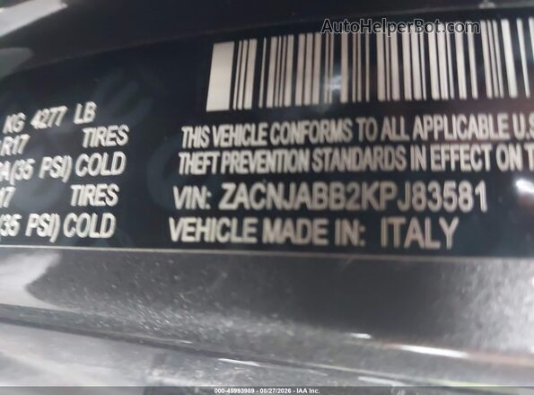 ZACNJABB2KPJ83581 2019 JEEP RENEGADE Black Widok komory silnika
