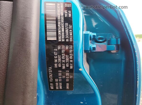 ZACNJABB6LPL71358 2020 JEEP RENEGADE Blue VIN კოდის სტიკერის ხედი