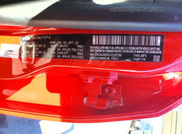 ZACNJABB7LPL82790 2020 JEEP RENEGADE Красный Вид наклейки с VIN-кодом