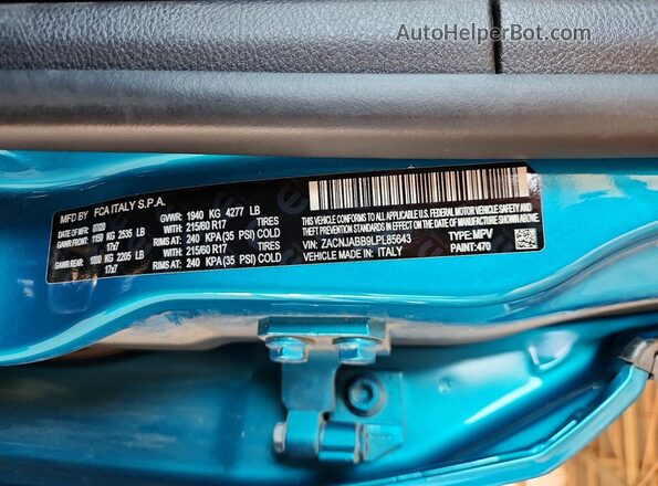 ZACNJABB9LPL85643 2020 JEEP RENEGADE Green Вид підкапотного простору