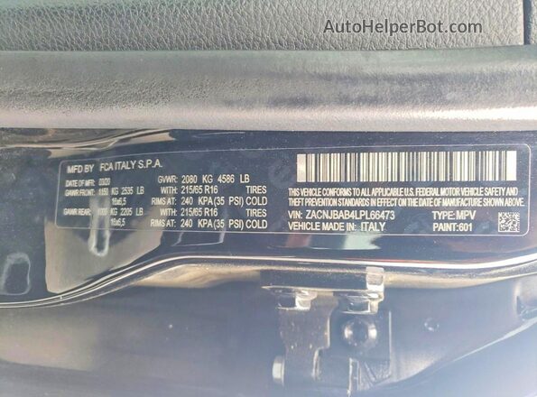 ZACNJBAB4LPL66473 2020 JEEP RENEGADE Black Вид наклейки з VIN-кодом