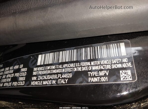 ZACNJBAB9LPL44629 2020 JEEP RENEGADE Black Widok komory silnika