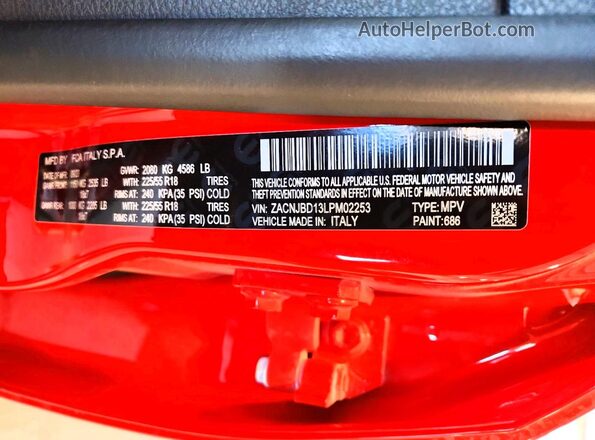 ZACNJBD13LPM02253 2020 JEEP RENEGADE Красный Вид подкапотного пространства