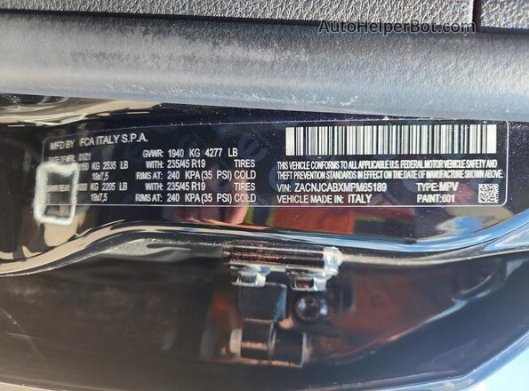 ZACNJCABXMPM65189 2021 JEEP RENEGADE Black VIN sticker view