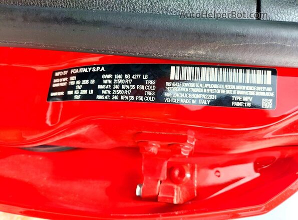 ZACNJCBB0MPN22031 2021 JEEP RENEGADE Red Вид наклейки з VIN-кодом