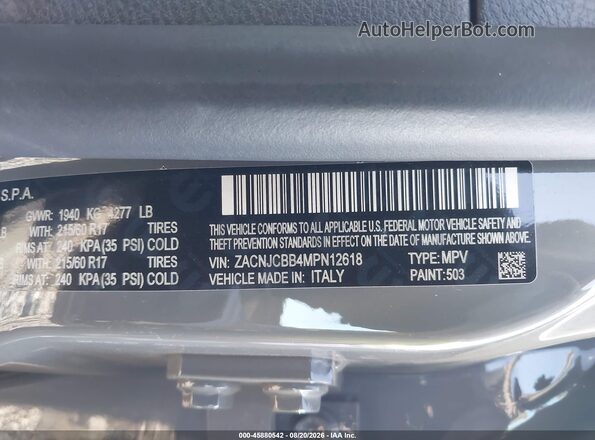 ZACNJCBB4MPN12618 2021 JEEP RENEGADE Серый Вид подкапотного пространства