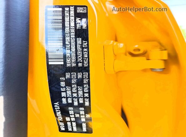 ZACNJDB10PPP38933 2023 JEEP RENEGADE Yellow VIN კოდის სტიკერის ხედი