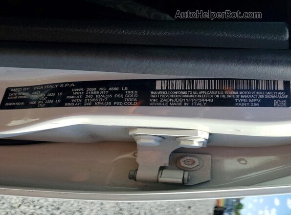 ZACNJDB11PPP34440 2023 JEEP RENEGADE White Vista interior de 360 grados