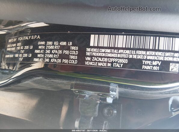 ZACNJDB12PPP28503 2023 JEEP RENEGADE Black Vista del compartimento del motor