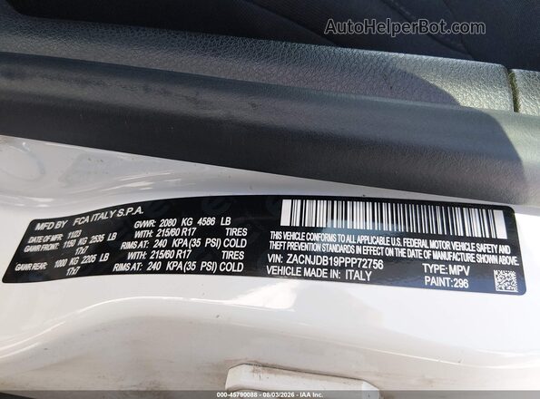 ZACNJDB19PPP72756 2023 JEEP RENEGADE White Շարժիչի բաժամունքի տեսք