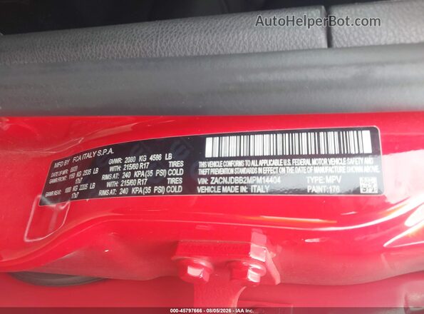 ZACNJDBB2MPM14404 2021 JEEP RENEGADE Red Vista del compartimento del motor