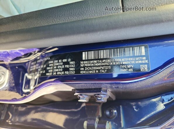 ZACNJDBB4MPM70215 2021 JEEP RENEGADE Синий Панорамный вид салона 360°