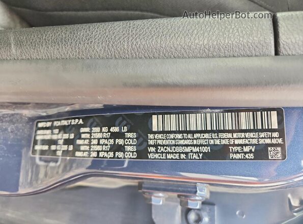 ZACNJDBB5MPM41001 2021 JEEP RENEGADE Blue ძრავის განყოფილების ხედი